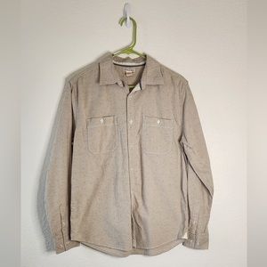 Carbon2Cobalt - Men’s Beige Long Sleeved Short Button Up - Small
